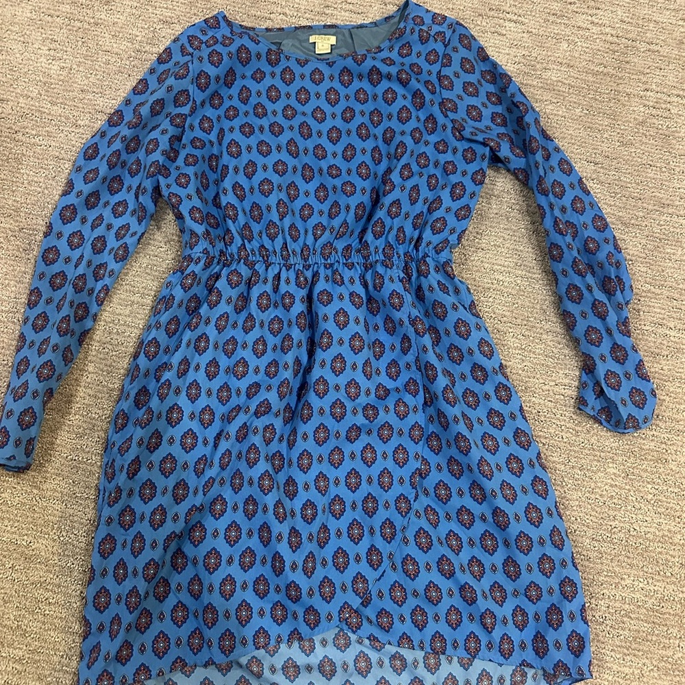 J. Crew Blue and Black Patterned Dress